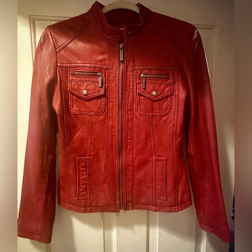 Micheal Kors Scarlet Red Small leather jacket